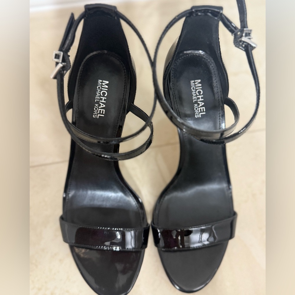 Michael Kors Glossy Black Strappy Heels